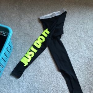 Nike lime green and black spandex leggings